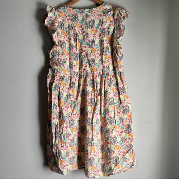 Loft Tropical Print Paradise Ruffle Short Sleeve Button Front Dress Size Small - Picture 4 of 7